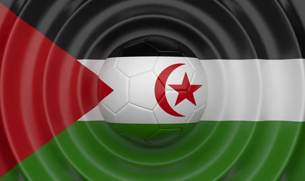 Western Sahara, soccer ball on a wavy background, complementing the composition in the form of a flag, 3d illustration