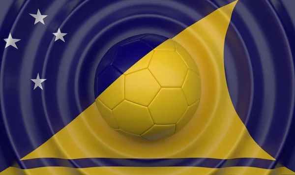 Tokelau Pelota Fútbol Sobre Fondo Ondulado Complementando Composición Forma Bandera —  Fotos de Stock