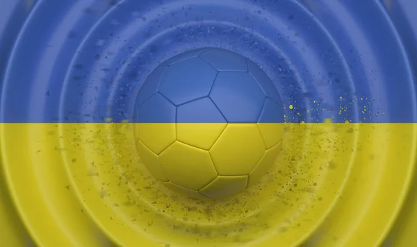 Ucrania Pelota Fútbol Sobre Fondo Ondulado Complementando Composición Forma Bandera —  Fotos de Stock