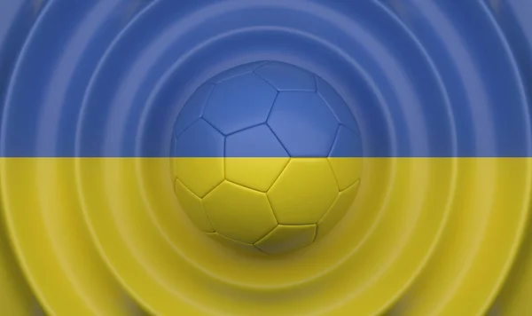 Ucrânia Bola Futebol Fundo Ondulado Complementando Composição Forma Uma Bandeira — Fotografia de Stock