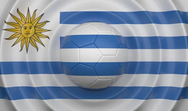 乌拉圭 足球在波浪形背景上 以旗子的形式补充构成 — 图库照片