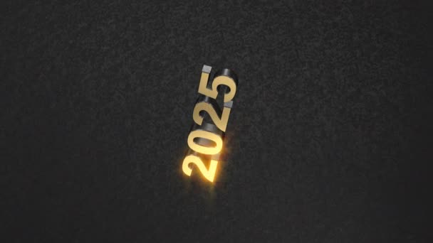 Inscrição Dourada 2025 Cai Quebra Pedaços Chão — Vídeo de Stock