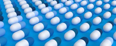 üzerinde mavi bir arka plan, 3d illüstrasyon mavi hap bile satırları