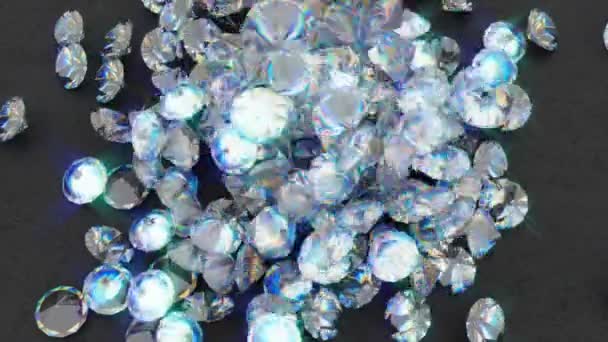 Багато Алмазів Виливаються Темну Підлогу Заповнюють Екран — стокове відео
