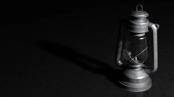 Old Kerosene Lamp Black Background Illustration — Stock Photo, Image