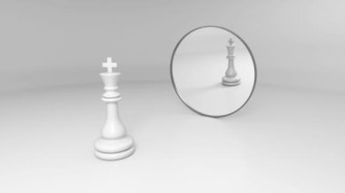 white king stands in front of the mirror