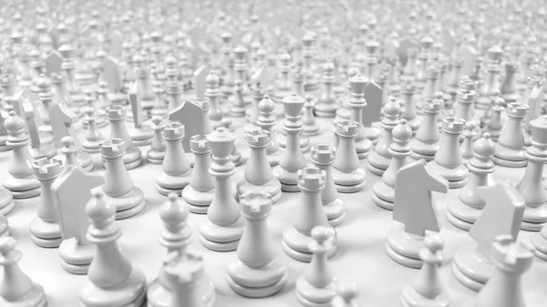 Large Crowd White Chess Pieces Illustration — Stock Photo, Image