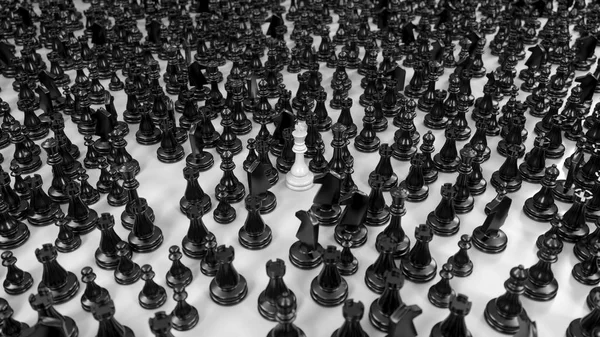White King Stands Various Black Chess Pieces Illustration — Stock Photo, Image