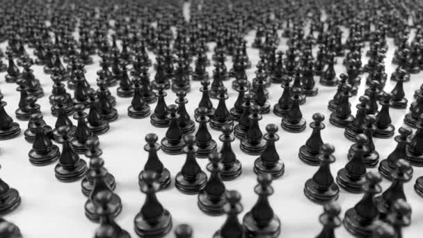 Camera Moves Crowd Black Pawns Focuses White Pawn — Stock Video