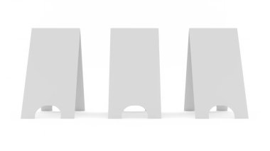 beyaz bir arka plan şablonu üzerinde üç boş panoları, 3d illüstrasyon