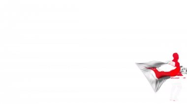 Arka planda bir bayrak ile Paskalya Adası Rapa Nui futbolcu bükülmüş bir top kadar tekmeler ve kendisi aracılığıyla tekmeler. Top ekrana uçar. Bindirme için alfa kanal saydamlığı.