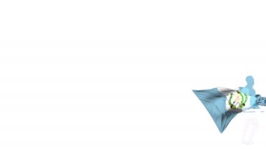 Arka planda bir bayrak ile Guatemala futbolcu bükülmüş bir top kadar tekmeler ve kendisi aracılığıyla tekmeler. Top ekrana uçar. Bindirme için alfa mat saydamlık.