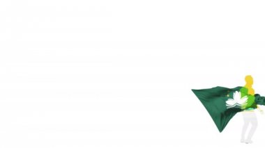 Arka planda bir bayrak ile Macau futbolcu bükülmüş bir top kadar tekmeler ve kendisi aracılığıyla tekmeler. Top ekrana uçar. Bindirme için alfa mat saydamlık.