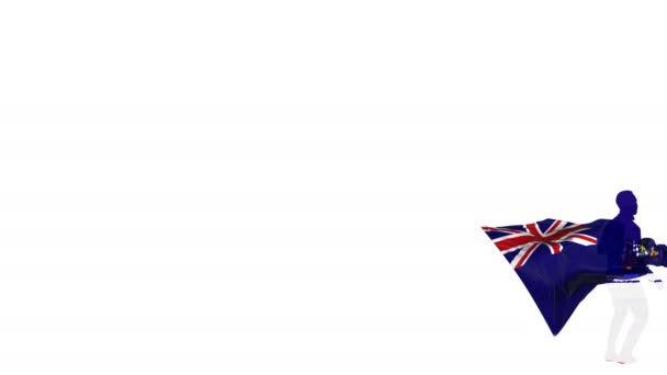 Sandwich Islands Piłkarz Flagą Tle Rzutuje Skręconą Piłkę Kopnięć Przez — Wideo stockowe