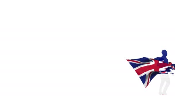 Jugador Fútbol Del Reino Unido Con Una Bandera Fondo Patea — Vídeos de Stock