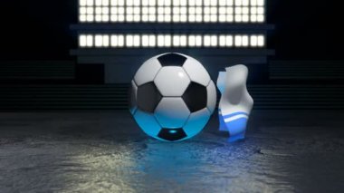 Altay Cumhuriyeti bayrağı kendi ekseni etrafında dönen bir futbol topu etrafında uçuyor