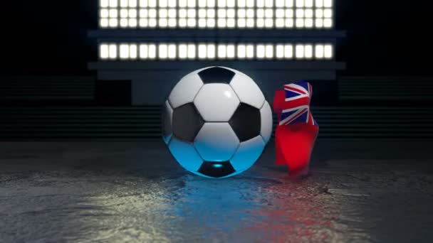 Drapeau Des Bermudes Flotte Autour Ballon Football Tournant Autour Son — Video