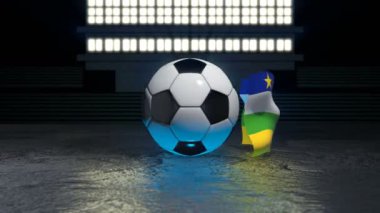 Orta Afrika Cumhuriyeti bayrağı kendi ekseni etrafında dönen bir futbol topu etrafında uçar