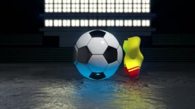 Chuvashia bayrağı, ekseni etrafında dönen bir futbol topu etrafında uçar