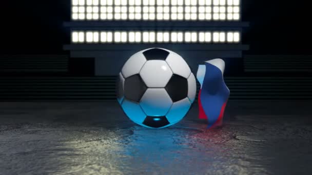 Флаг Чехии Развевается Вокруг Футбольного Мяча Вращающегося Вокруг Своей Оси — стоковое видео