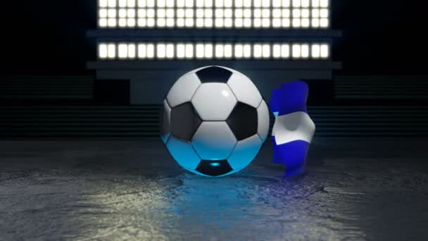 Salvador Fahne Weht Einen Fußball Der Sich Die Eigene Achse — Stockvideo