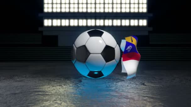 Σημαία Του Herm Πετάει Γύρω Από Μια Μπάλα Ποδοσφαίρου Που — Αρχείο Βίντεο