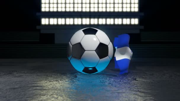 洪都拉斯国旗围绕一个足球围绕其轴旋转 — 图库视频影像