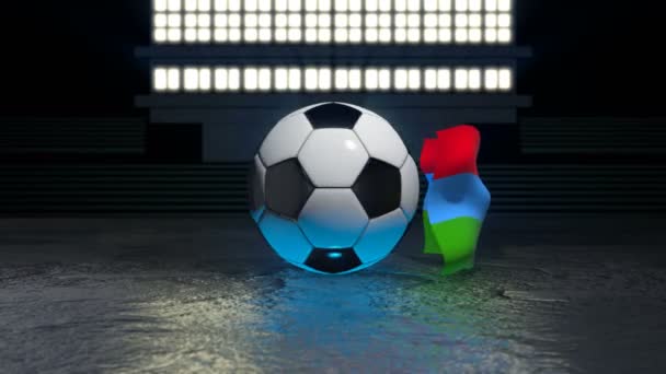 卡雷利亚旗围绕一个足球围绕其轴旋转 — 图库视频影像
