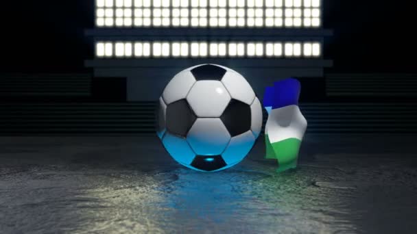 Drapeau Lesotho Flotte Autour Ballon Football Tournant Autour Son Axe — Video