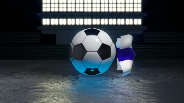荷属安的列斯群岛国旗围绕一个足球围绕其轴旋转 — 图库视频影像