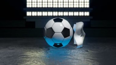 Saint Barthelemy bayrağı kendi ekseni etrafında dönen bir futbol topu etrafında uçar