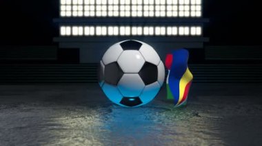 Seychelle bayrağı, ekseni etrafında dönen bir futbol topu etrafında uçar