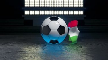 Tacikistan bayrağı, eksen etrafında dönen bir futbol topu etrafında uçar