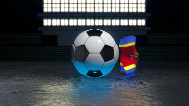 Bandeira Suazilândia Voa Torno Uma Bola Futebol Girando Torno Seu — Vídeo de Stock