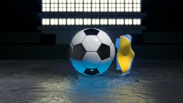 Drapeau Tuva Vole Autour Ballon Football Tournant Autour Son Axe — Video