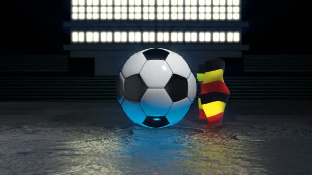 Ugandas Flagge Weht Einen Fußball Der Sich Seine Achse Dreht — Stockvideo