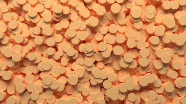 Rastgele dağılmış sarı silindirlerin soyut deseni, 3d illüstrasyon