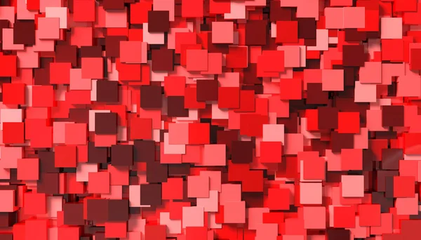 Fond Abstrait Cubes Éparpillés Aléatoirement Nuances Rouges Illustration — Photo