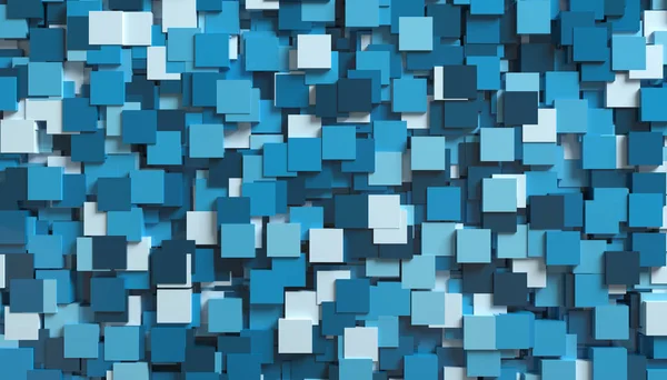 Fondo Abstracto Cubos Dispersos Azar Tonos Azules Ilustración — Foto de Stock