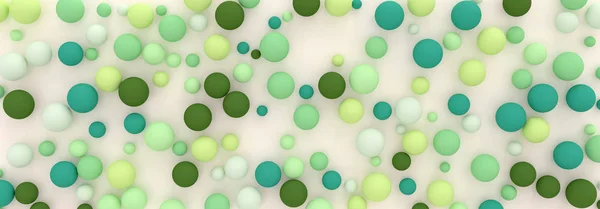 Fondo Abstracto Esferas Dispersas Azar Tonos Verdes Ilustración — Foto de Stock