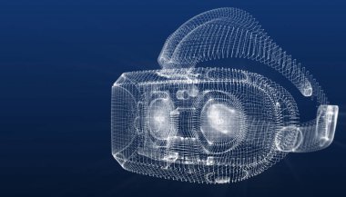 bir arka plan olarak sanal gerçeklik kask yaratıcı tasarım üçgenler, 3d illüstrasyon