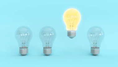 ışıklar kapalı yanında yanan sarı ışık, 3d illüstrasyon
