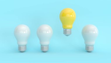 ışıklar kapalı yanında yanan sarı ışık, 3d illüstrasyon