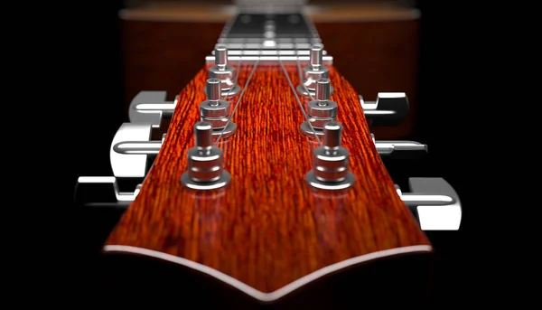 黑色背景3D插图的原声吉他 — 图库照片