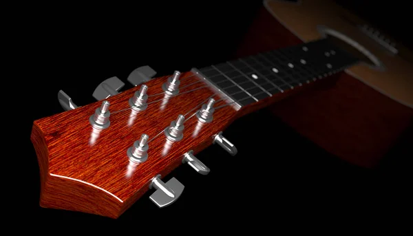 Guitarra Acústica Sobre Fundo Preto Ilustração — Fotografia de Stock