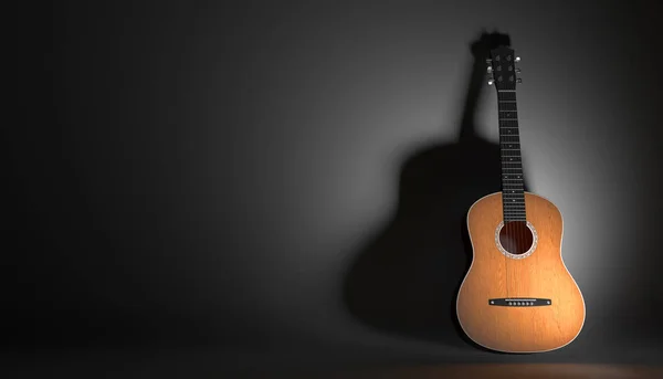 Akustikgitarre Auf Schwarzem Hintergrund Illustration — Stockfoto