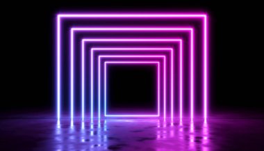 koyu bir arka plan üzerinde neon lazer kızdırma ile soyut tasarım, 3d illüstrasyon