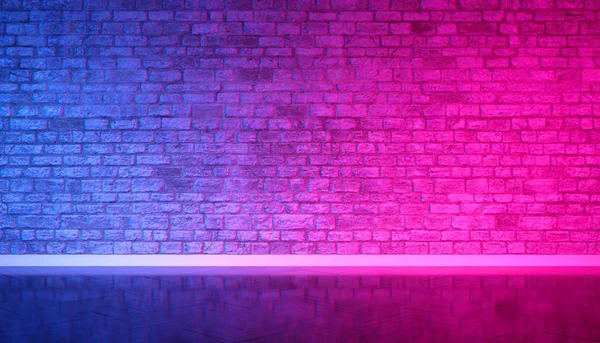 Ściana Ceglana Oświetleniu Neonowym Ilustracja — Zdjęcie stockowe