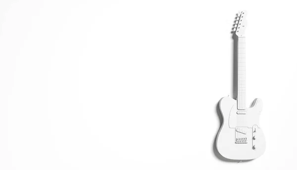 Silueta Blanca Una Guitarra Sobre Fondo Blanco Abstracción Ilustración — Foto de Stock
