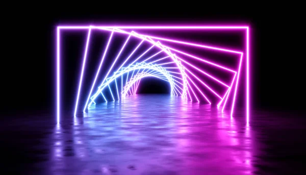 Abstract Design Neon Laser Glow Dark Background Illustration — Stock Photo, Image